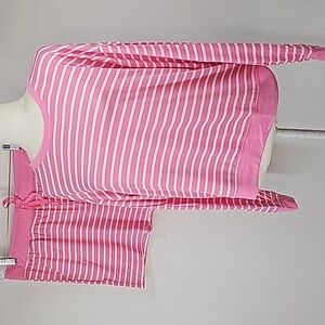Pink & White Striped Pajama Lounging Shorts Set
